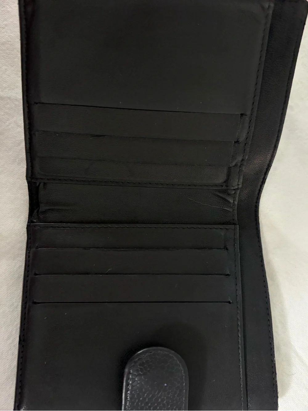 CHANEL Black Caviar Leather Wallet Tonal CC Logo Made in France